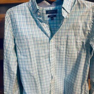 Crown & Ivy Men's Green and Blue Checkered Shirt